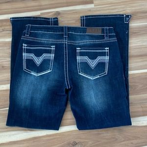 Cowgirl Up Dark Wash Boot Cut Jeans - Size 33x34